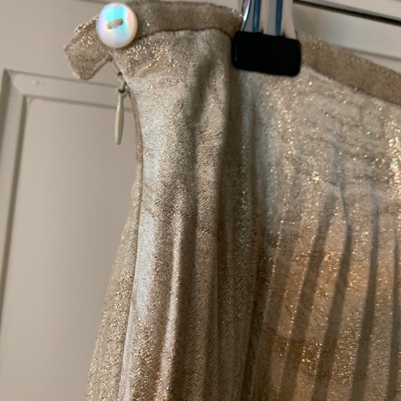 Trina Turk Gold Pleated Shaye skirt - Picture 3 of 4